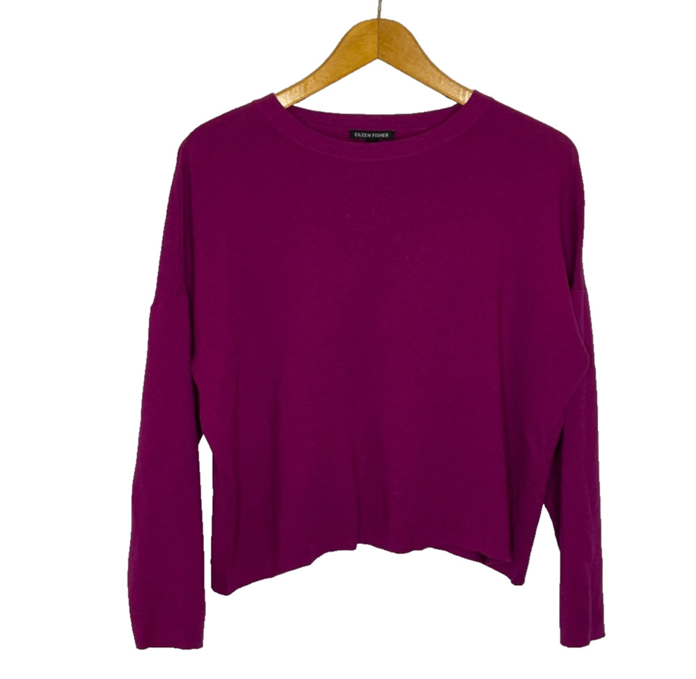Women's Medium Eileen Fisher 100% Superfine Merino Wool Purple Sweater